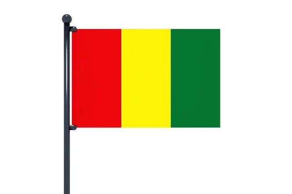 Eine Illustration Der Flagge Von Guinea Mit Einem Verchromten Fahnenmast — Stockfoto