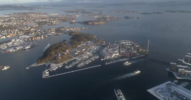 Filmato Aereo Drone Del Confine Tra Stavanger Frederikshavn Città Norvegia — Video Stock