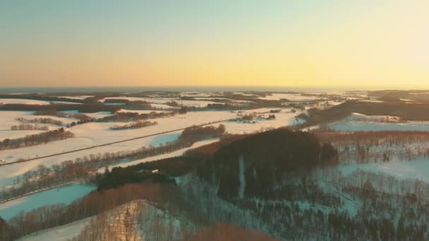 Krásný Záběr Krajinu Zimě Při Východu Slunce Hokkaido Japonsko — Stock video