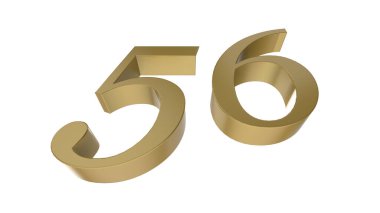 altın 56 rakamlı metal 3D resimleme
