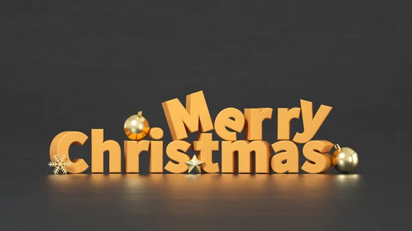 灰色の背景に隔離された白いメリークリスマスのテキストの3Dイラスト — ストック写真