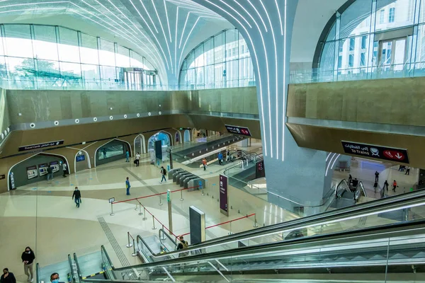 Belső Kilátás Egy Metróállomás Épület Msheireb Belvárosában Doha — Stock Fotó