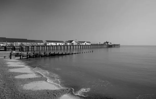 Greyscale Shot Southwold Pier — Stock Photo, Image