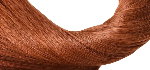 Vlákno Krásné Měkké Zdravé Hnědé Načervenalé Vlasy Izolované Bílém Pozadí — Stock fotografie