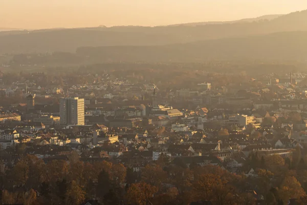 Een Luchtfoto Van Bayreuth Bij Zonsondergang — Stockfoto
