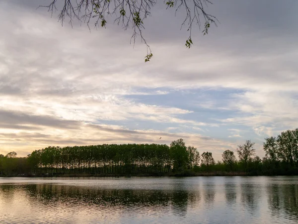 Atardecer San Nazzaro Monticelli Piacenza Emilia Romaña Italia Parque Del — Foto de Stock