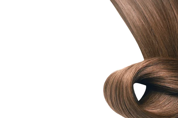Стрічка Красивого Якого Здорового Коричневого Волосся Ізольовані Білому Тлі Копіювальним — стокове фото