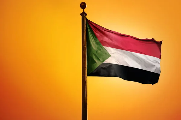 Vykreslování Palestinské Vlajky Vlnící Větru Oranžovým Pozadím — Stock fotografie