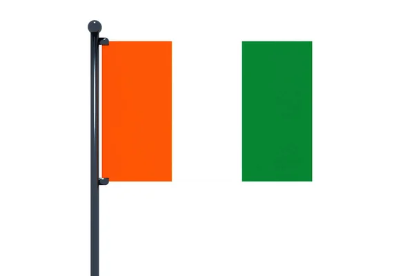 Flaga Wybrzeża Kości Słoniowej Biegunem Białym Tle — Zdjęcie stockowe