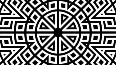 Çerçevenin merkezinden sıra ve geometri biçimlerine sahip bir Mandala.