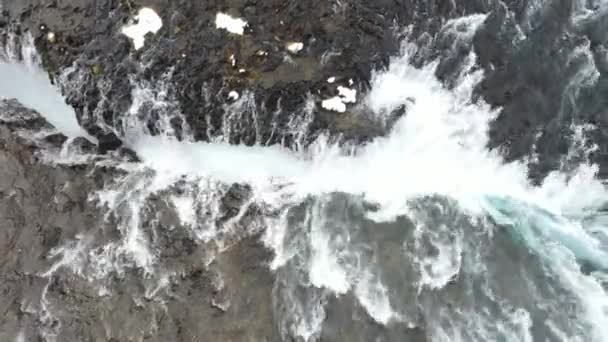 Cascada Bruarfoss Islandia Tomada Con Dron Desde Arriba — Vídeo de stock