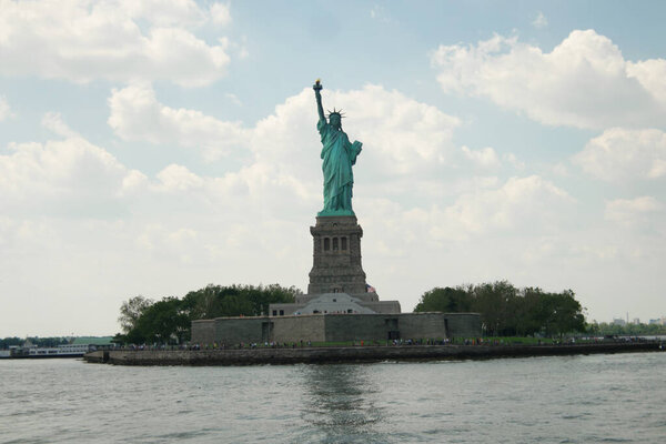 The prominent Statue of Libery on Ellis Island in New York City, the USA