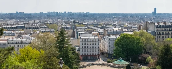 Paryż Panorama Miasta Wzgórza Montmartre Typowe Dachy — Zdjęcie stockowe