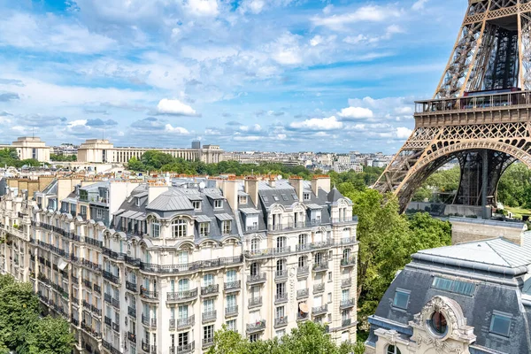 Париж Панорама Міста Ейфелевою Вежею Трокадеро Задньому Плані — стокове фото