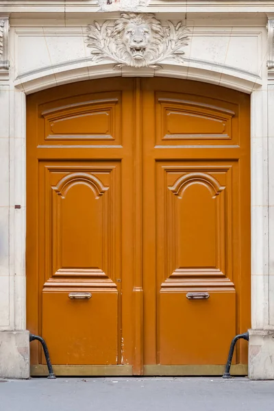 Paryż Stare Drewniane Drzwi Piękna Fasada Dzielnicy Opery — Zdjęcie stockowe