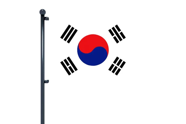 Illustration Flag South Korea Chrome Flag Pole White Background — Stock Photo, Image