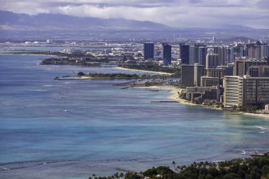 Waikiki, Hawaii, ABD 'de deniz manzarası çok güzel.