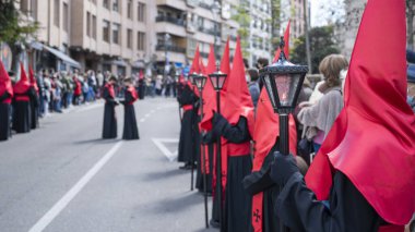 İspanya 'nın Valladolid şehrinde kutsal haftanın kutlanması.