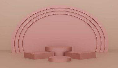 Ürün gösterimi için 3 boyutlu pembe podyum