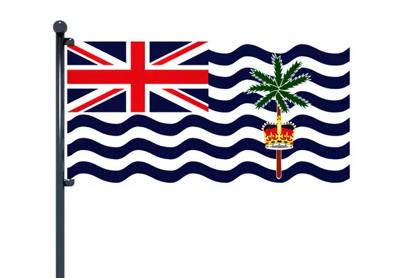 クロムの旗竿を持つ英国領インド洋地域の旗の3Dイラスト — ストック写真