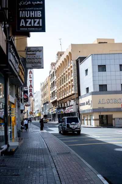Κάθετη Λήψη Της Οδού Seef Στο Ντουμπάι Ηνωμένα Αραβικά Εμιράτα — Φωτογραφία Αρχείου