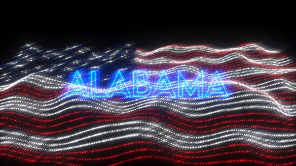 Rendering Dello Stato Americano Dell Alabama Lettere Neon Con Uno — Foto Stock