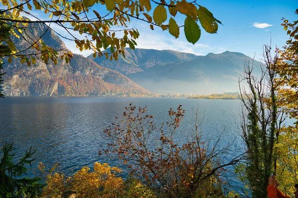 Autunno Sul Lago Traunsee Nella Zona Salzkammergut Alta Austria — Foto Stock