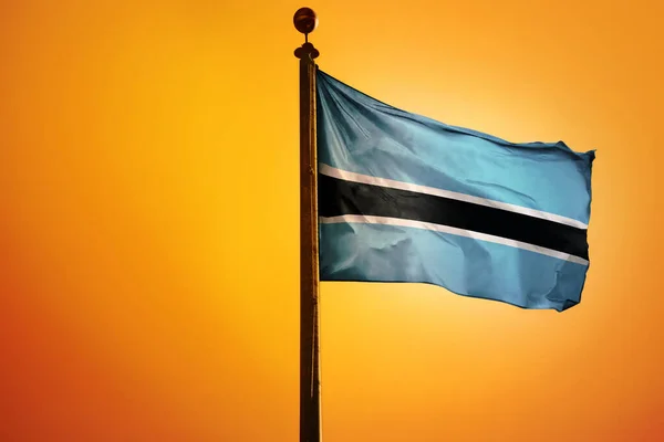 Illustration Numérique Drapeau Botswana Agitant Contre Ciel Jaune Vif — Photo