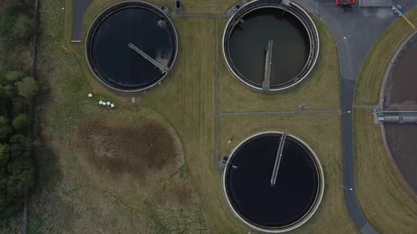 Aerial Top View Water Treatment Plant — Stock Photo, Image