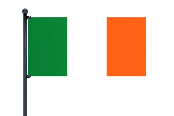 Ilustracja Flagi Irlandii Chromowanym Masztem Flagi Białym Tle — Zdjęcie stockowe