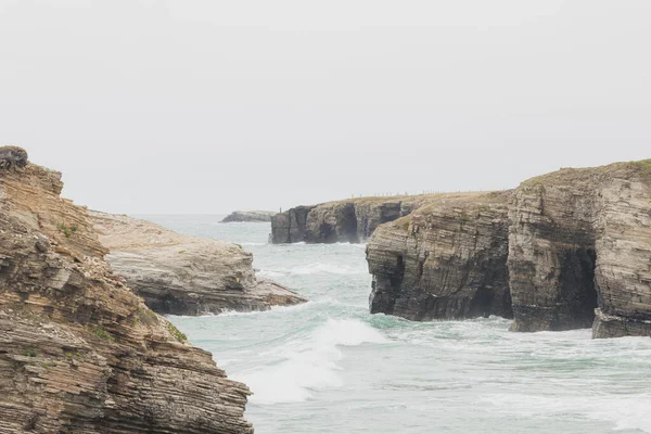 View Cliffs Sea Rainy Day Punta Corveira Lugo Galicia Spain — Stock Photo, Image