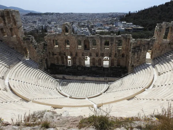 希腊雅典剧院的赫德乌斯 阿提克斯的奥德翁美景 — 图库照片