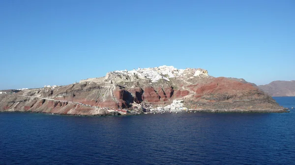 Beautiful View Cliffs Aegean Seashore Santorini Thira Island Greece — Stock Photo, Image