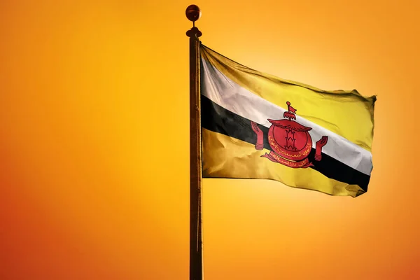 Een Digitale Illustratie Van Vlag Van Brunei Zwaaiend Tegen Een — Stockfoto
