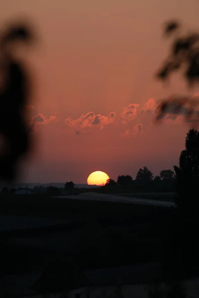 Μια Κάθετη Λήψη Ενός Αργού Ηλιοβασιλέματος Βράδυ — Φωτογραφία Αρχείου