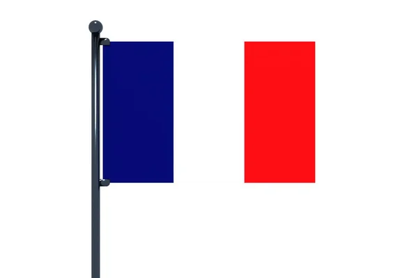 Eine Illustration Der Französischen Flagge Mit Einem Verchromten Fahnenmast Auf — Stockfoto