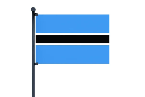 Bandeira Botswana Com Pólo Isolado Sobre Fundo Branco — Fotografia de Stock