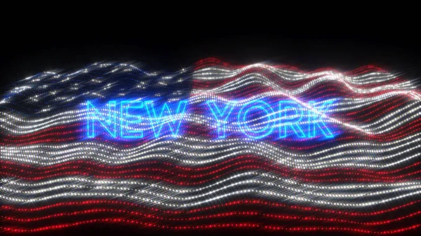 Een Illustratie Ontwerp Van New York Staat Neon Letters Met — Stockfoto