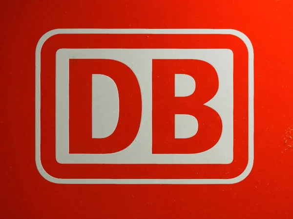 Deutsche Bahn Sign White Red Background Munich Central Station — Stock Photo, Image