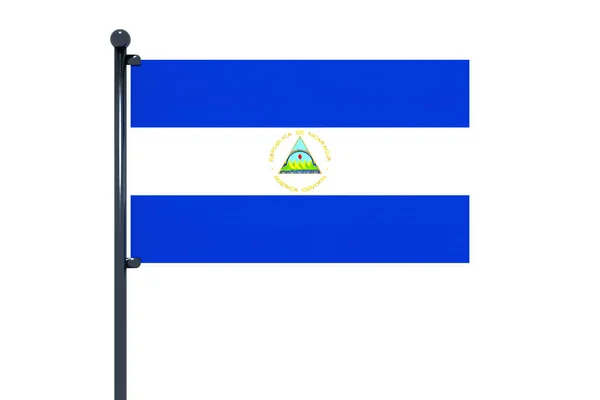 Μια Τρισδιάστατη Απεικόνιση Της Σημαίας Της Νικαράγουας Λευκό Φόντο — Φωτογραφία Αρχείου