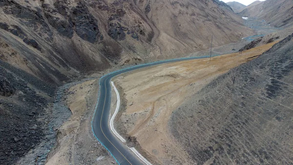 Aerial View Race Road Hills Desert — Stock Photo, Image