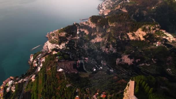 Letecký Pohled Amalfi Coast Letící Ravella — Stock video
