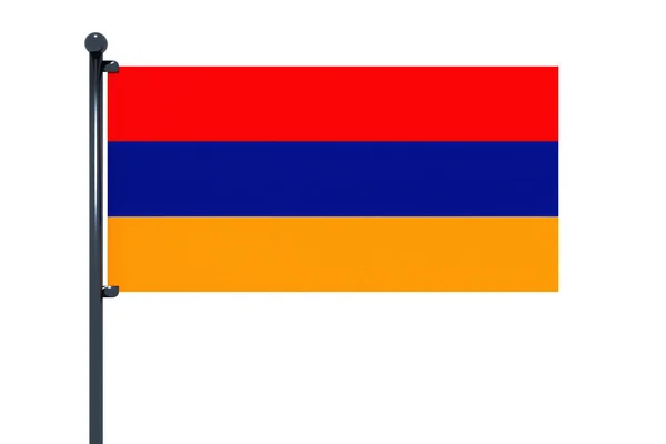 Bandeira Armênia Com Pólo Isolado Sobre Fundo Branco — Fotografia de Stock