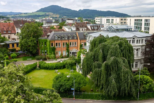 Almanya Nın Freiburg Kentindeki Tipik Tarihi Binaların Cephesi — Stok fotoğraf