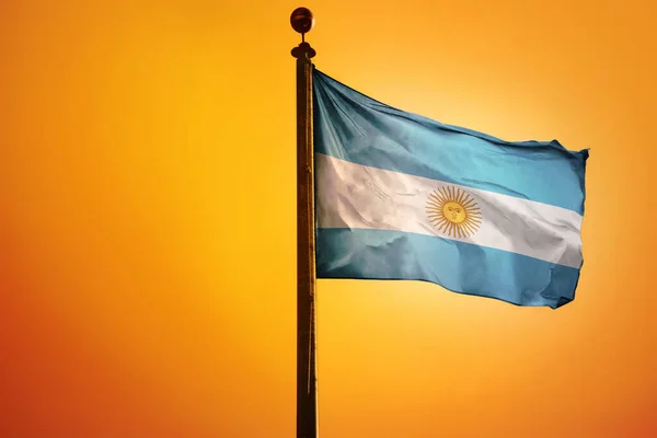 Eine Digitale Illustration Der Flagge Argentiniens Die Vor Einem Strahlend — Stockfoto