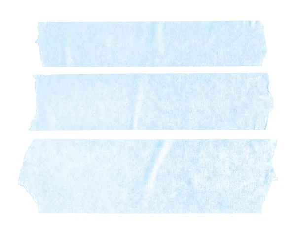 Set Van Drie Blauwe Blanco Papieren Plakband Stickers Geïsoleerd Witte — Stockfoto