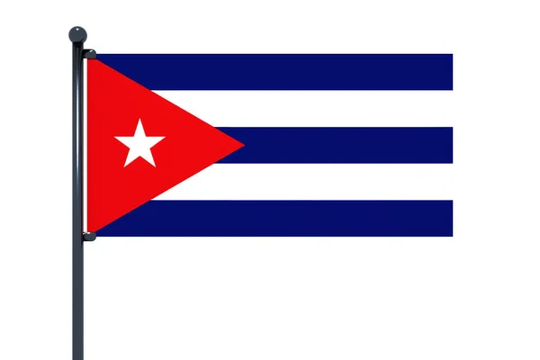 Bandeira Cuba Com Pólo Isolado Sobre Fundo Branco — Fotografia de Stock
