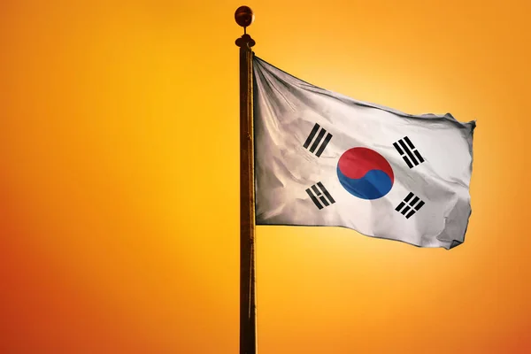 Een Weergave Van Zuid Korea Vlag Wapperend Wind Met Een — Stockfoto