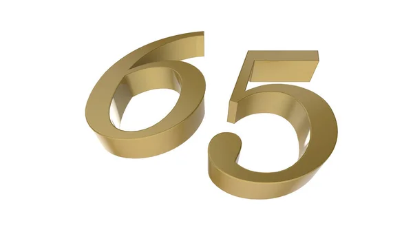 65個の金数桁の金属3Dレンダリング図 — ストック写真