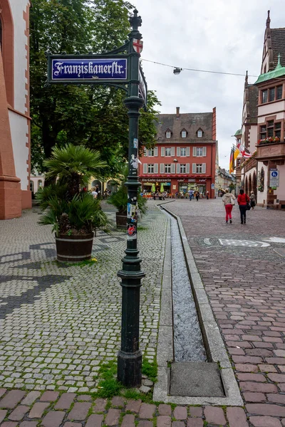 Water Channels Freiburg Bachle Downtown Germany Europe — Stock Photo, Image